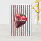 Hartendief Chocolade Aardbei Rood Wit Strepen Kaart (Gele Bloem)