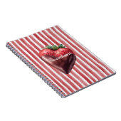 Hartendief chocolade aardbei rood wit strepen notitieboek (Rechterzijde)