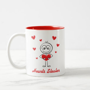 Hartendief Cute Stick Figure Liefdesontwerp Tweekleurige Koffiemok