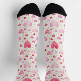 Hartendief Roze Aquarel & Gouden Stip Sokken