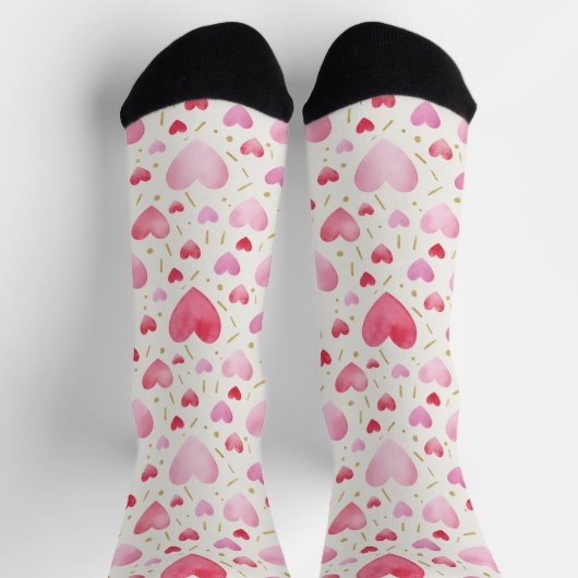 Hartendief Roze Aquarel & Gouden Stip Sokken (Top)