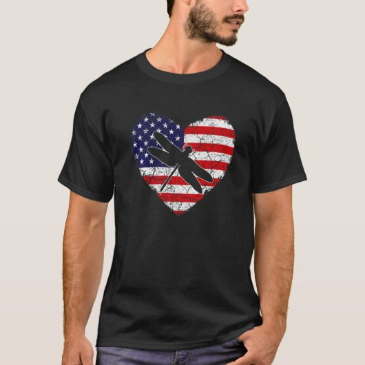  hartendragonfly Animal Retro ons Amerikaanse F T-shirt (Voorkant)