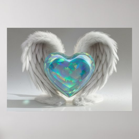 *~*~ Hartengel Vleugels AP78 Blauwgroen Opal Poste Poster (Voorkant)