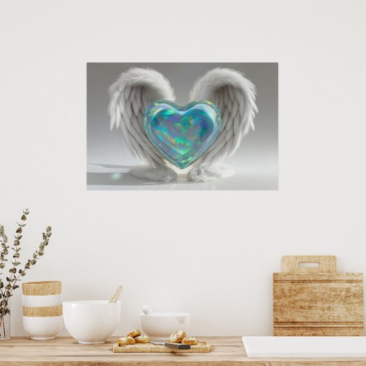 *~*~ Hartengel Vleugels AP78 Blauwgroen Opal Poste Poster (Keuken)