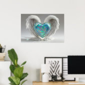 *~*~ Hartengel Vleugels AP78 Blauwgroen Opal Poste Poster (Thuiskantoor)