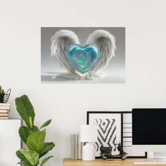 *~*~ Hartengel Vleugels AP78 Blauwgroen Opal Poste Poster (Thuiskantoor)