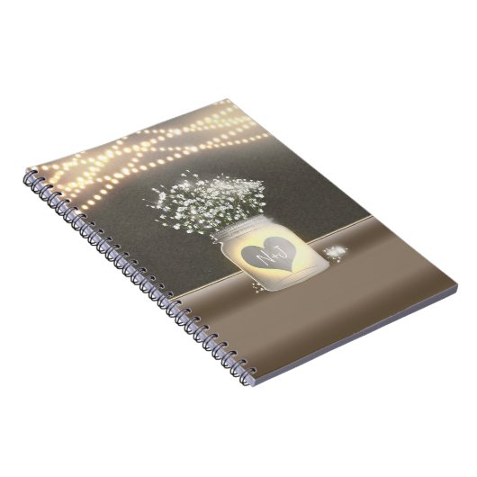 Hartengloed Mason Jar & Baby's Breath Rustic Notitieboek (Rechterzijde)