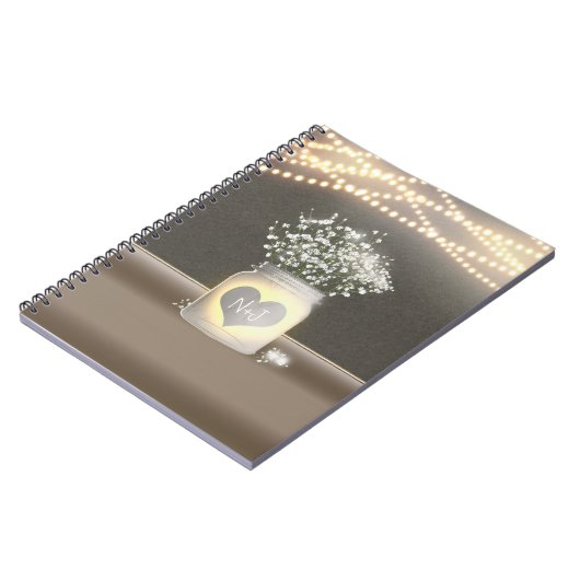 Hartengloed Mason Jar & Baby's Breath Rustic Notitieboek (Linkerzijde)