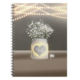 Hartengloed Mason Jar & Baby's Breath Rustic Notitieboek