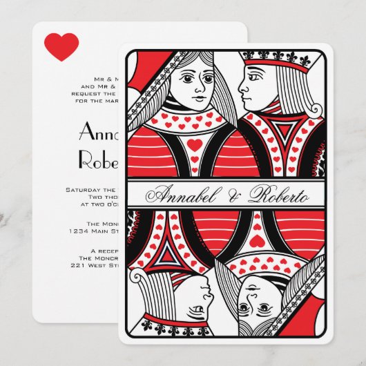 Hartenheer en -vrouw Speelkaart Trouwdag Kaart (Voorkant / Achterkant)