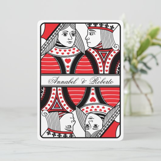 Hartenheer en -vrouw Speelkaart Trouwdag Kaart (Staand voorkant)