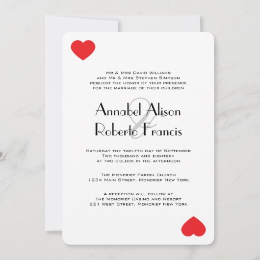 Hartenheer en -vrouw Speelkaart Trouwdag Kaart (Achterkant)