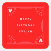 Hartenkoningin Birthday Vierkante Sticker (Voorkant)