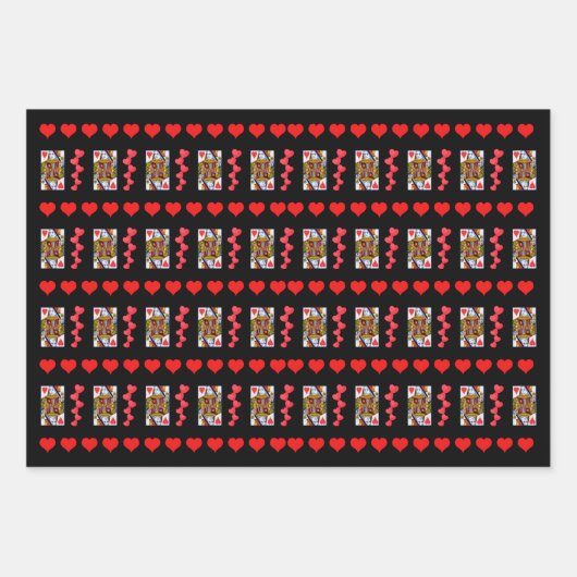  hartenkoningin die Kaart speelt helder rood hart Inpakpapier Vel (Voorkant 2)