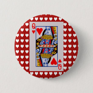 Hartenkoningin die kaart speelt ronde button 5,7 cm