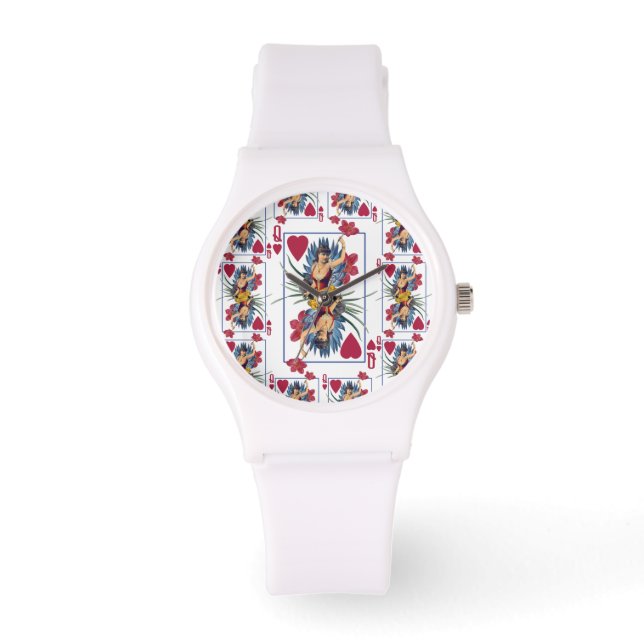Hartenkoningin en bloemen horloge (Voorkant)
