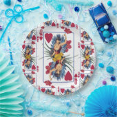 Hartenkoningin en bloemen papieren bordje (Feest)