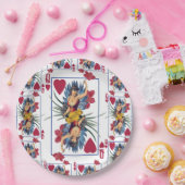 Hartenkoningin en bloemen papieren bordje (Feest)