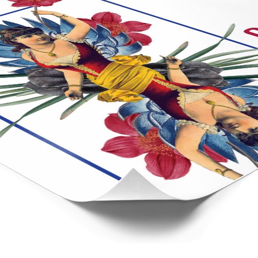 Hartenkoningin en bloemen perfect poster (Hoek)