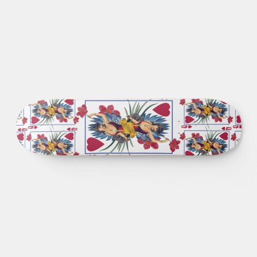 Hartenkoningin en bloemen persoonlijk skateboard (Horizontaal)