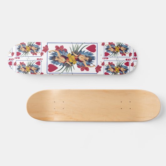 Hartenkoningin en bloemen persoonlijk skateboard (Horizontaal)