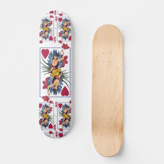 Hartenkoningin en bloemen persoonlijk skateboard (Voorkant)