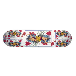 Hartenkoningin en bloemen persoonlijk skateboard