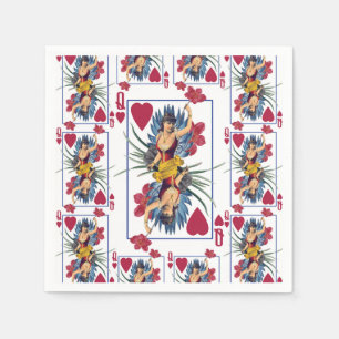 Hartenkoningin en bloemen servet