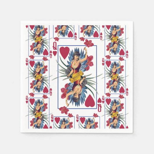 Hartenkoningin en bloemen servet (Voorkant)