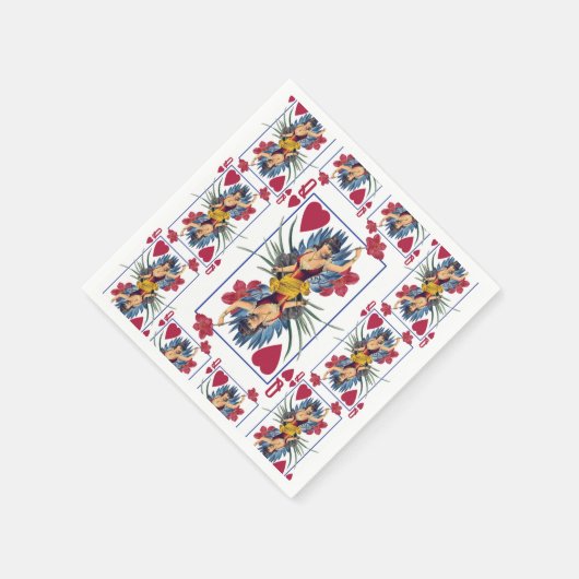 Hartenkoningin en bloemen servet (Hoek)
