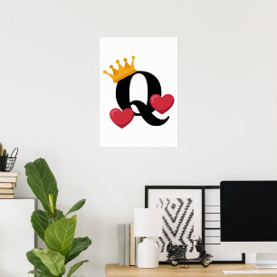 Hartenkoningin Gekroonde Liefdesembleem Poster