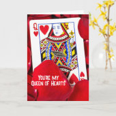 Hartenkoningin in Kaart in Roos Petals (Gele Bloem)