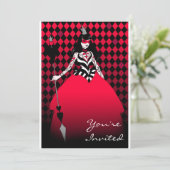 Hartenkoningin met geraffineerde partijuitnodiging kaart (Staand voorkant)