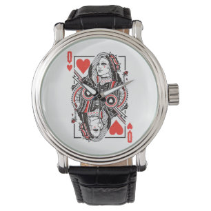 Hartenkoningin overmaatse grafische kaart, speelka horloge