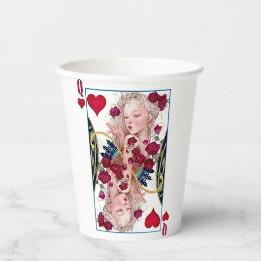 Hartenkoningin overmaatse grafische kaart, speelka papieren bekers (Voorkant)
