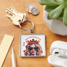 Hartenkoningin Pop Art Spiraal Notebook Sleutelhanger