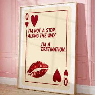 Hartenkoningin Retro Liefdescitaat Muur Kunst Post Poster