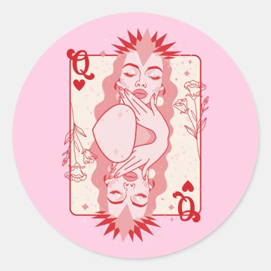Hartenkoningin Ronde Sticker (Voorkant)