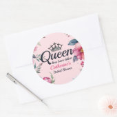 Hartenkoningin Roze Bruidsdouche Ronde Sticker (Envelop)
