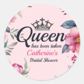 Hartenkoningin Roze Bruidsfeestje Ronde Sticker (Voorkant)