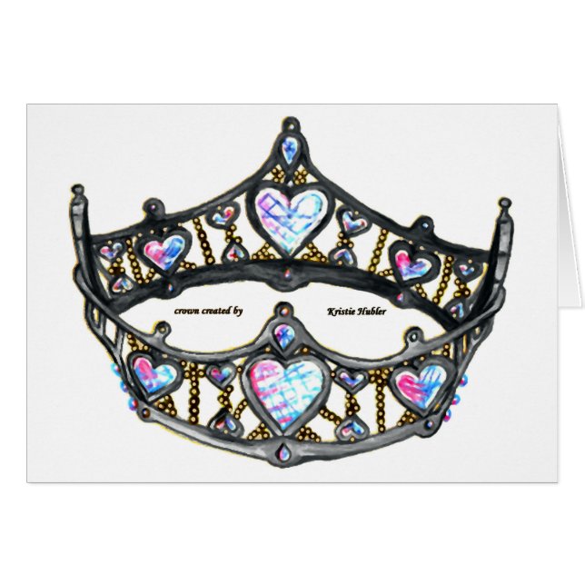 Hartenkoningin Silver Crown Tiara white notecard (Voorkant Horizontaal)