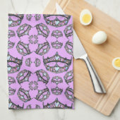 Hartenkoningin Silver Crown Tiaras roze thistle Theedoek (Quarter Fold)