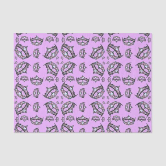 Hartenkoningin Silver Crowns Tiaras roze lila Tissuepapier (Voorkant)