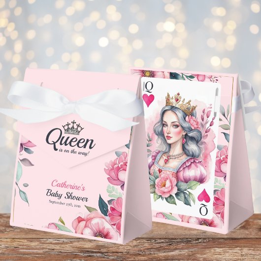 Hartenkoningin Speelkaart Roze Baby Shower Bedankdoosjes