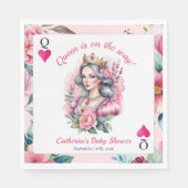 Hartenkoningin Speelkaart Roze Babyfeestje Servet (Voorkant)