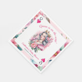 Hartenkoningin Speelkaart Roze Babyfeestje Servet (Hoek)