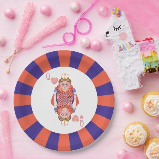 Hartenkoningin Sunburst Papieren Bordje (Feest)