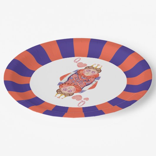 Hartenkoningin Sunburst Papieren Bordje (Gekanteld)