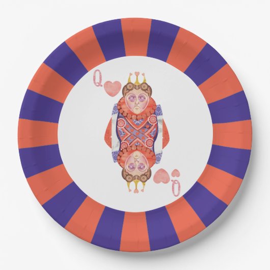 Hartenkoningin Sunburst Papieren Bordje (Voorkant)