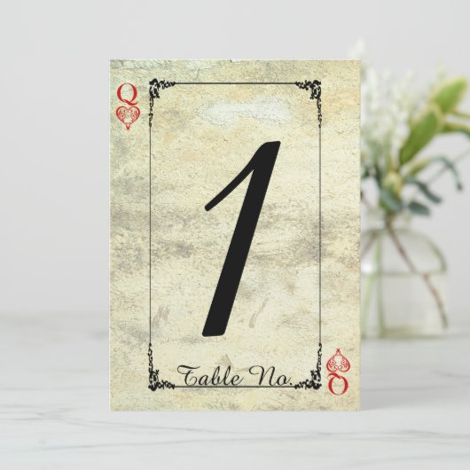 Hartenkoningin Trouwtafel Nummer Kaart (Staand voorkant)